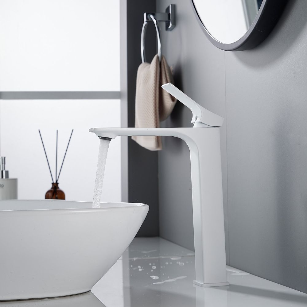 Смеситель для раковины высокий Shevanik S6111C, белый