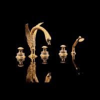 Devon&Devon Excelsior Swan Смеситель для установки на борт ванны с 5 отверстиями, переключателем и душем. Цвет: золото 24к.