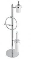 Стойка напольная с держателем туалетной бумаги щёткой для унитаза, полотенцедержателем и деспенсером  CEZARES OLIMP-WB