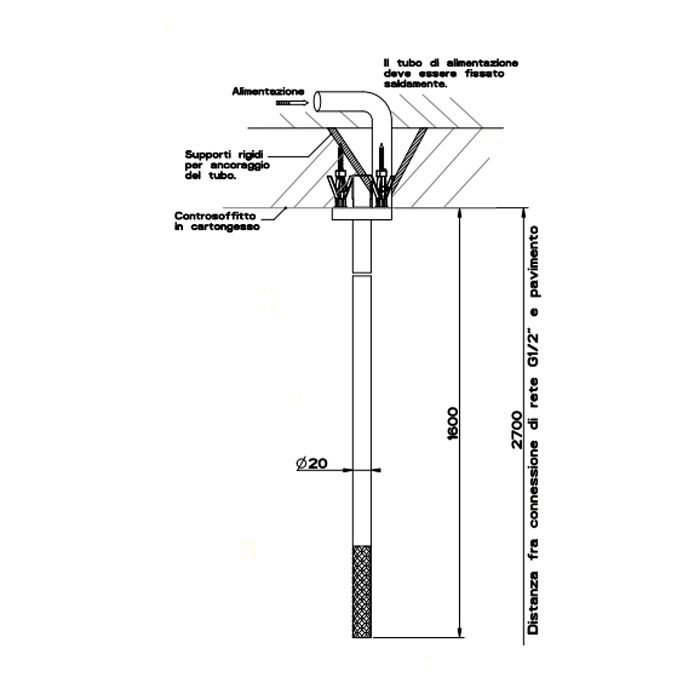 GESSI 316 Излив потолочный с удаленным управлением (не входит в комплект), цвет: steel brushed
