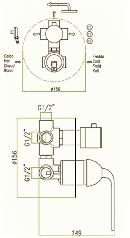 Смеситель для душа Fiore Koko 87CR7561, хром