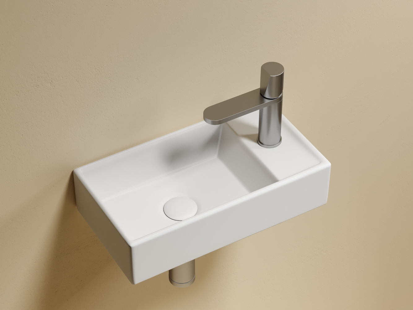 Умывальник подвесной прямоугольный (чаша слева, отверстие под смеситель справа) цвет белый матовый Элемент (Element) 407x217x100, артикул CN6051LMW