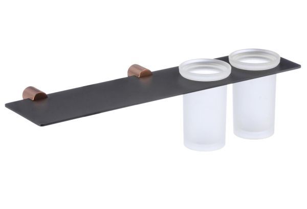 Стакан для ванной комнаты двойной Savol S-002168HD, черный/бронза