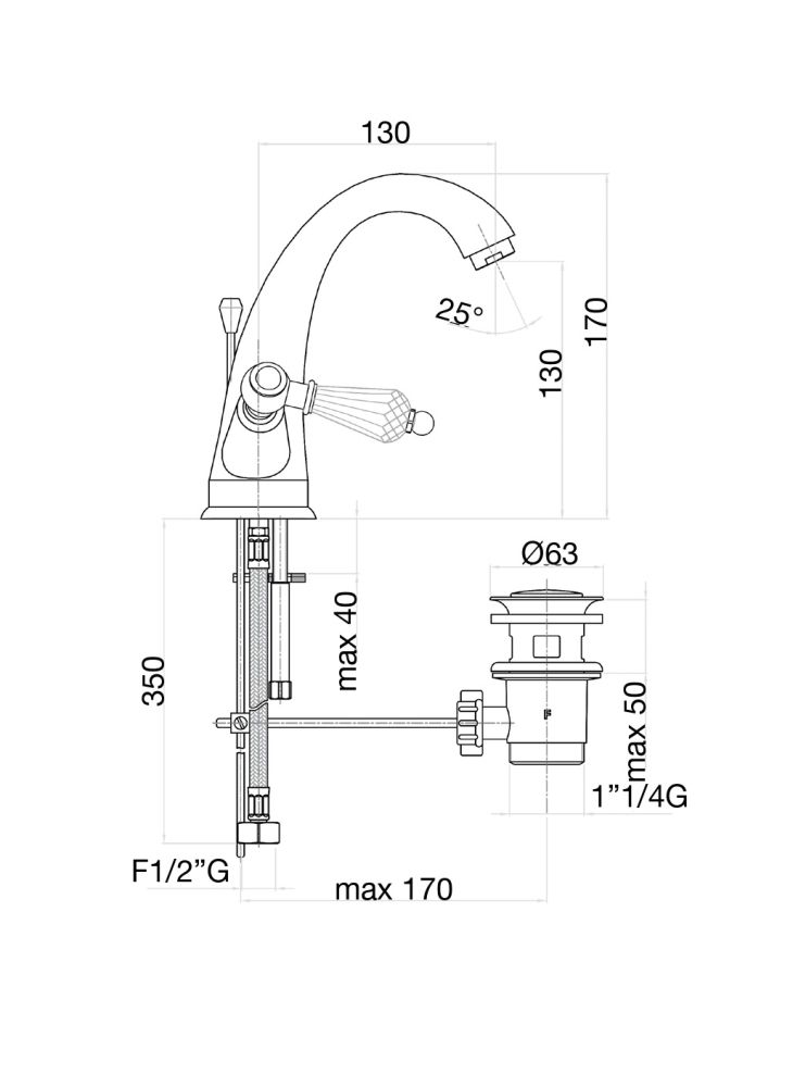 Смеситель для раковины Fiore GIOIELLI (SWAROVSKI®) 08CO0623, хром/золото, артикул 08CO0623