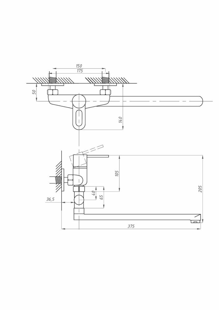 Смеситель для ванны с душем ПСМ-ПРОФСАН PSM-521-К008 ПЛЮС тип См-ВУОРНШлА, артикул PSM-521-008