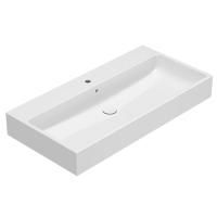 Раковина, Globo, T-EDGE, ширина, мм-1000, глубина, мм-500, высота, мм-115, тип установки-подвесной/накладной, отверстия для смесителя-1, с переливом, материал-керамика, крепления в комплекте, цвет-белый