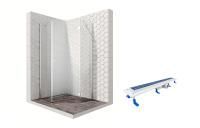 Душевой уголок Ambassador Diamond 12011112R-ST1, пятиугольный, линейный трап, 100х100