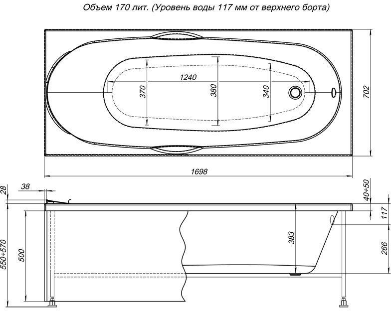 Акриловая ванна Aquanet Dali 170x70 Акриловая ванна Aquanet Dali 170x70