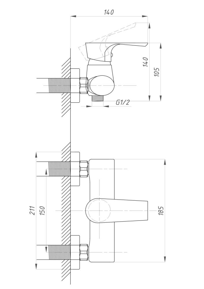 Смеситель для душа ПСМ-ПРОФСАН PSM-100-4 ЭЛИТ тип См-ДшОНРШл, артикул PSM-100-4