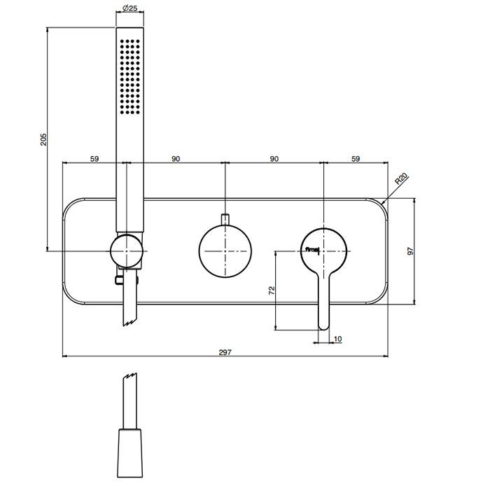 Fima Carlo Frattini Snap Смеситель для душа, встраиваемый, с ручным душем, 2 источника, цвет: хром, артикул F3129WX2CR