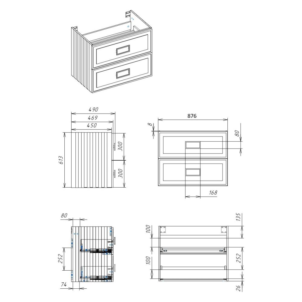 Тумба под раковину подвесная La Fenice Cubo TWIN FNC-01-CUB-B-90-2, белая, артикул FNC-01-CUB-B-90-2