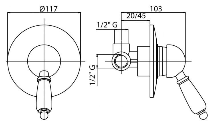 Смеситель для душа Cezares Vintage VINTAGE-DIM-01-Sw Хром