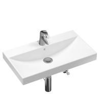 Комплект 4 в 1 Lavinia Boho Bathroom Sink 21510450, врезная фарфоровая раковина 80 см, смеситель с донным клапаном, латунный сифон, угловые вентили 2 шт.