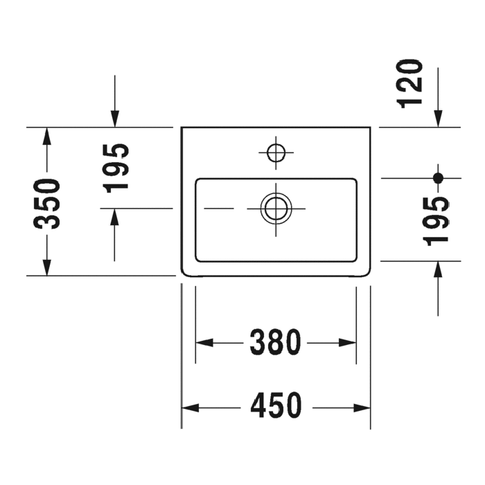 Duravit Vero Раковина  для рук медицинский Med, без перелива,  с 1 отв. под смес., 450x350мм, Цвет: Белый