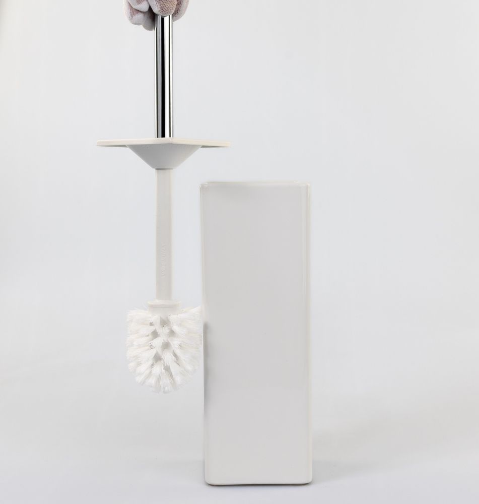 Stil Haus Living, напольный керамический ёрш, цвет хром - белый матовый - белая керамика