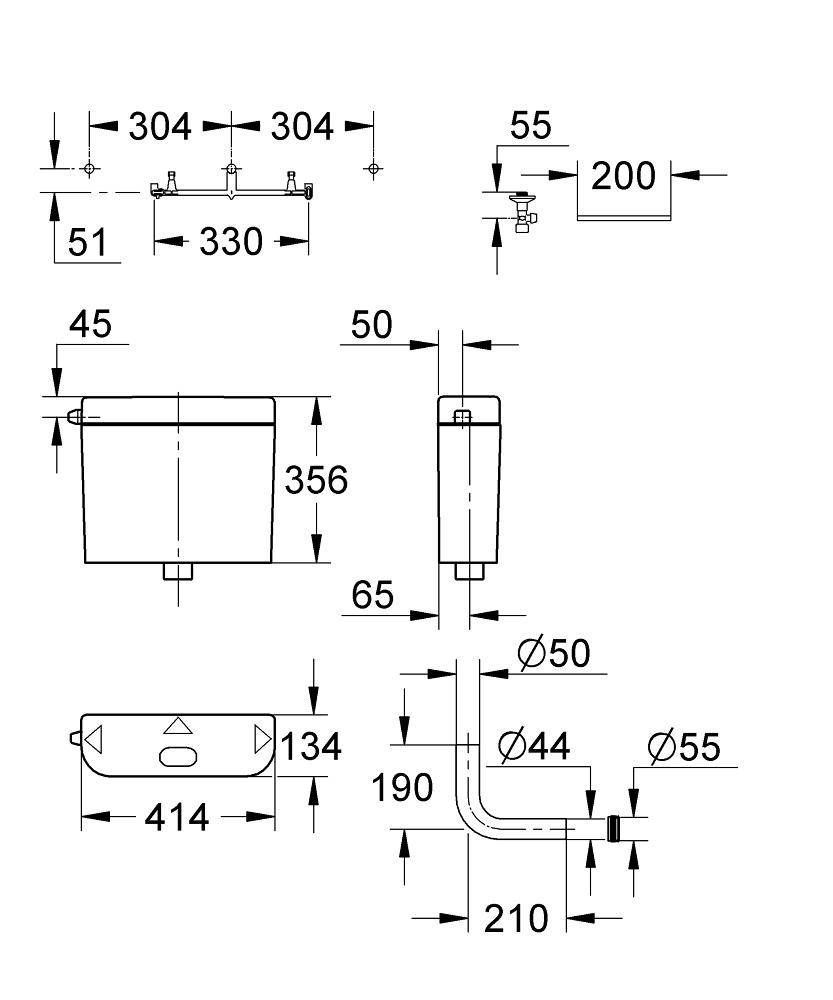 Смывной бачок наружного монтажа для унитаза GROHE, белый (37355SH0) Смывной бачок наружного монтажа для унитаза GROHE, белый (37355SH0)