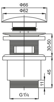Донный клапан с системой &laquo;Клик-клак&raquo;, с переливом CZR-SAT5