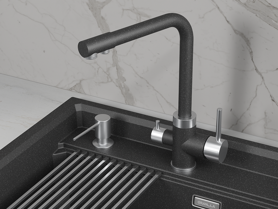 Смеситель для кухни GRANULA (5015, ЧЁРНЫЙ), артикул 5015, ЧЁРНЫЙ