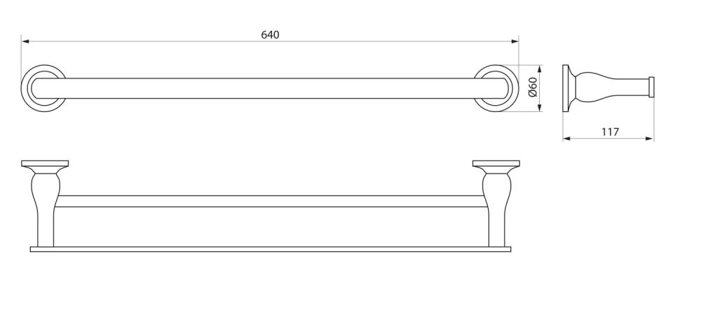 Держатель для полотенца Rush Corsica CO42532 60 см двойной Хром, артикул CO42532