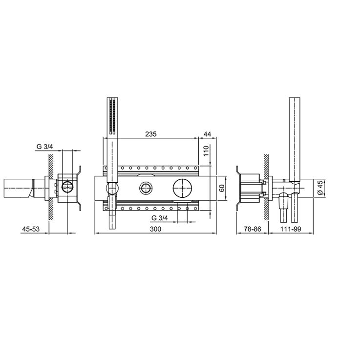 Внутренняя часть, Fantini, Acqua Zone Dream, для монтажа душевого набора, цвет хром