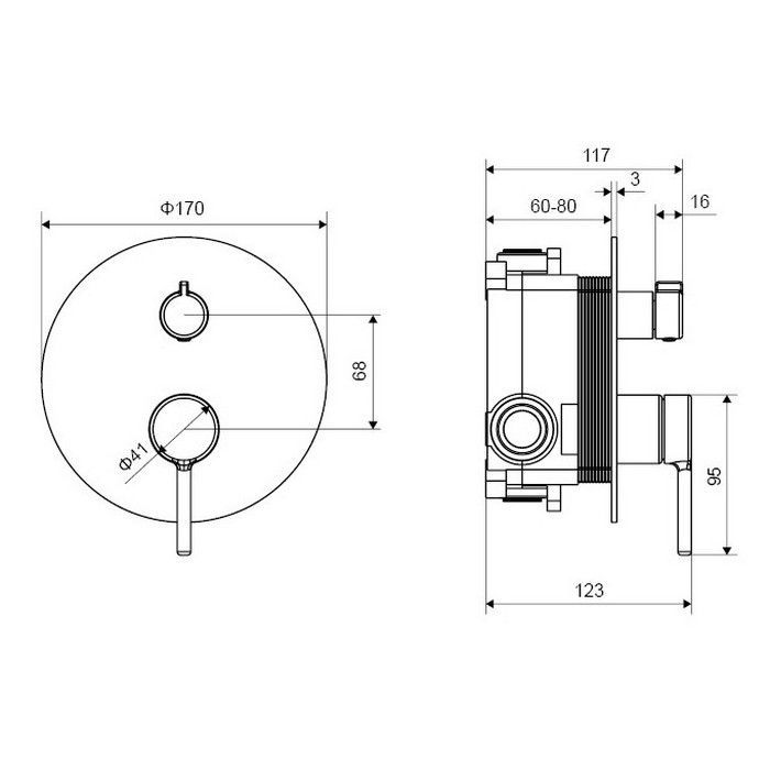 Смеситель для душа скрытого монтажа EXCELLENT Pi AREX.1245GL (золото)