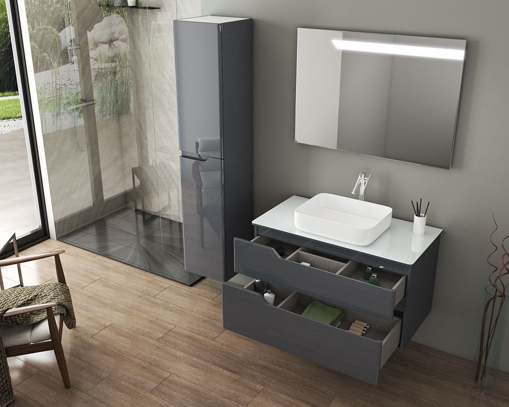 Тумба Hella Cristal 100, серый лак