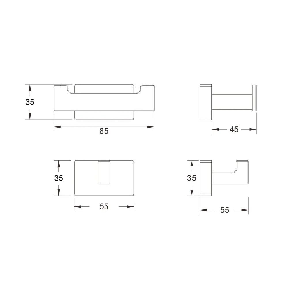 Крючок для ванной комнаты двойной Maretti Torino-GM TRGM53296, оружейная сталь