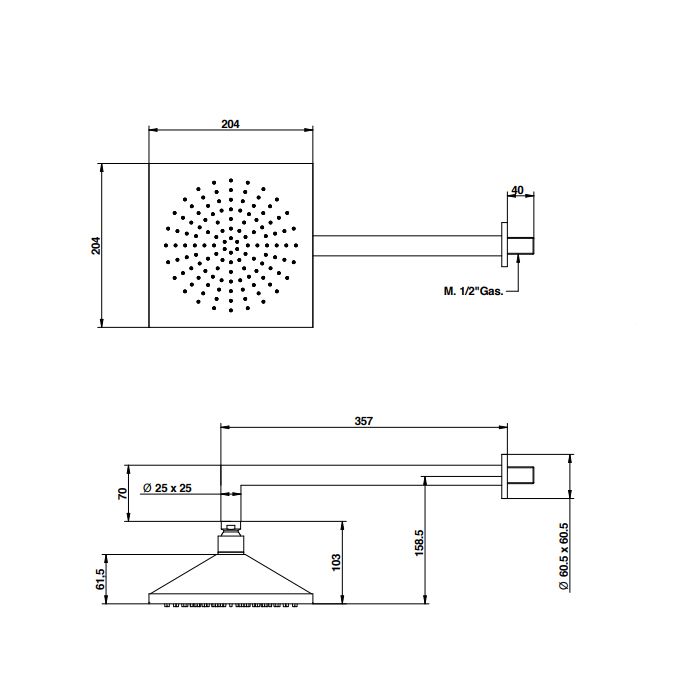 Bongio Stelth Душевая головка, цвет золото