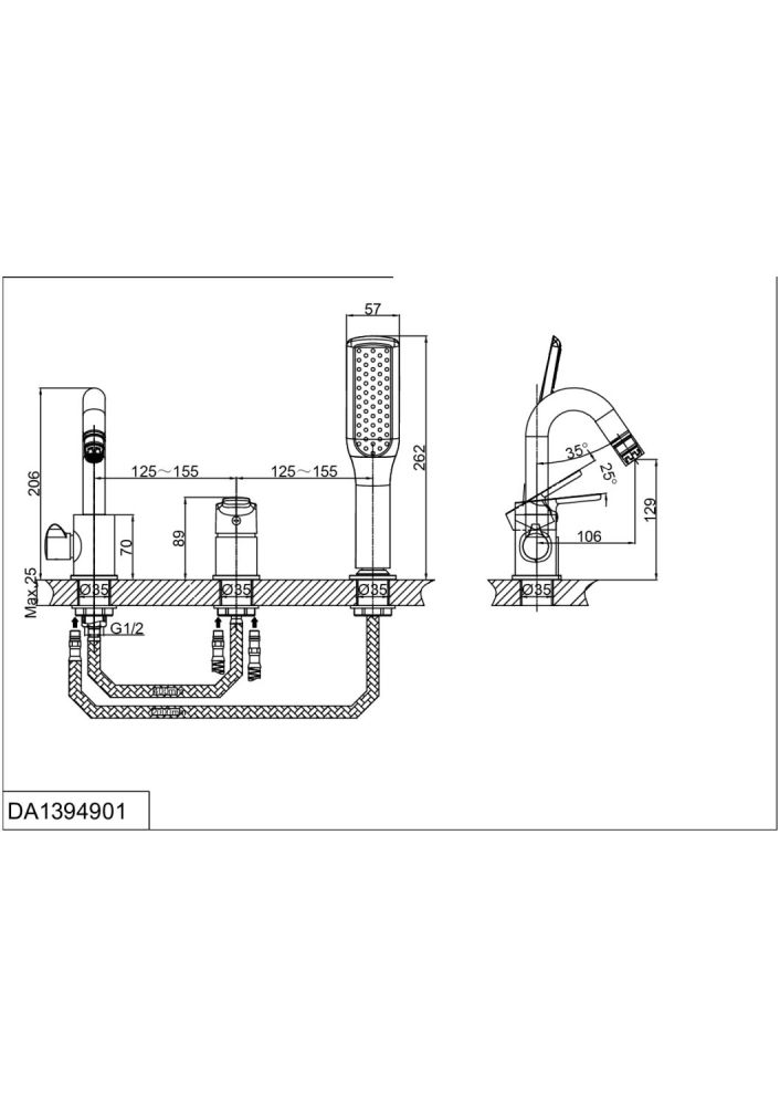 Смеситель для ванны DK Rhein Marx (DA1394901), артикул DA1394901