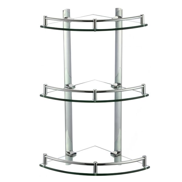 Полка угловая стеклянная Savol S-003031, хром