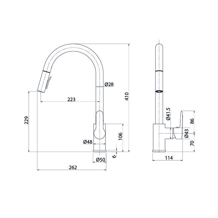 Смеситель IDDIS для кухни с выдвижным изливом сталь Cuba (CUBSTP0i05), артикул CUBSTP0i05
