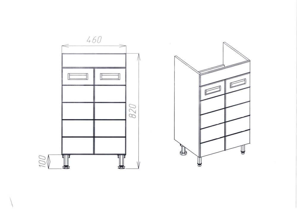 Тумба VIANT "Вена" 2 ств 380х460х820 под раковину .S-UM-COM50/1-w (COMO 50) (VVEN50CO-T2ST), артикул VVEN50CO-T2ST