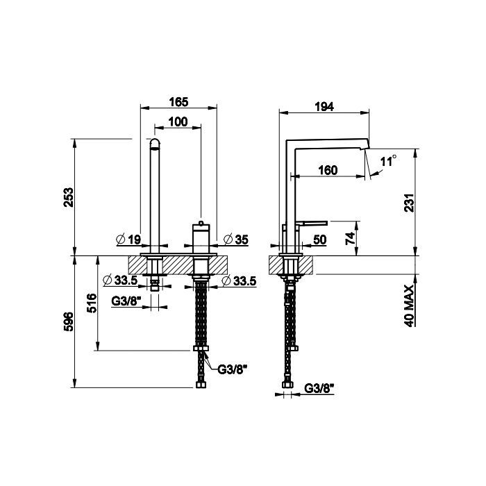 Gessi Ingranaggio Смеситель для раковины высокий с длинным изливом, с донным клапаном, цвет: хром