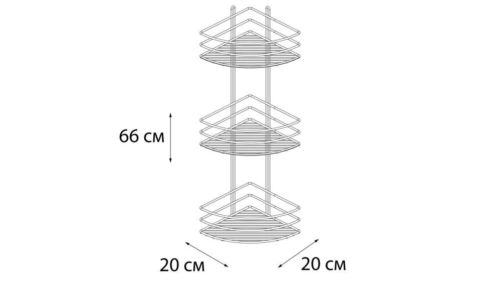 Полка Fixsen угловая трехэтажная черная (FX-710B-3), артикул FX-710B-3