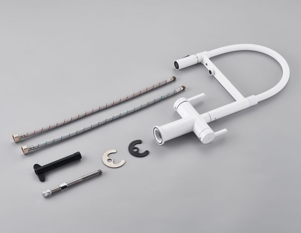 Смеситель для кухни с подключением фильтра для воды Rose R458C, белый