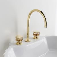 OASIS CHARLOTTE Смеситель для раковины на 3 отверстия, ручки из хрусталя в янтарной отделке, цвет золото