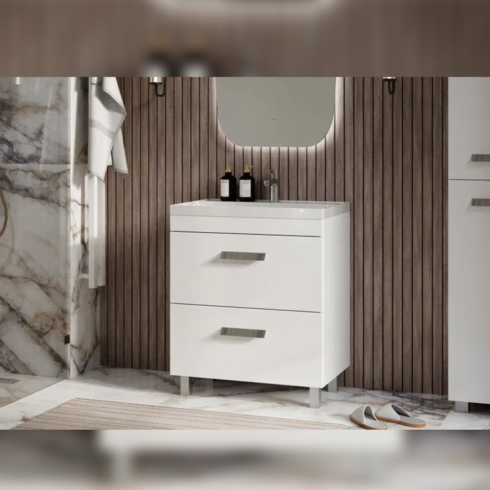 Тумба под раковину напольная Velvex Orlando tn.ORL.CLA.70.2Y белый матовый, 70 см, артикул tn.ORL.CLA.70.2Y белый матовый