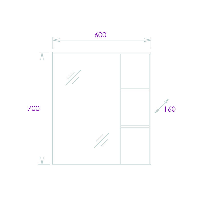 Шкаф-зеркало Onika Легран 60 дуб галифакс, универсальный