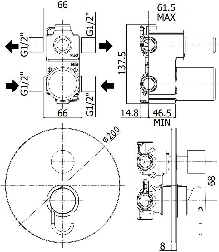 Смеситель для душа Paffoni Joker JK019CR (с внутренней частью), артикул JK019CR