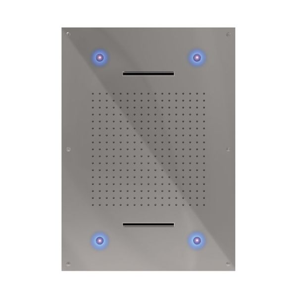 Graffio Gipzy, прямоугольная  душевая головка 70х50 см  с 7 цветной LED подсветкой и 2 режимами: дождь, 2 каскадные струи, цвет хром