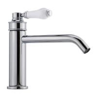 ERMITAGE MINI Смеситель для раковины моноком. излив 18см, ручка сверху, белый/хром