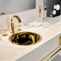 THG DAHLIA Смеситель для раковины на 3 отверстия, с донным клапаном, цвет полированное золото