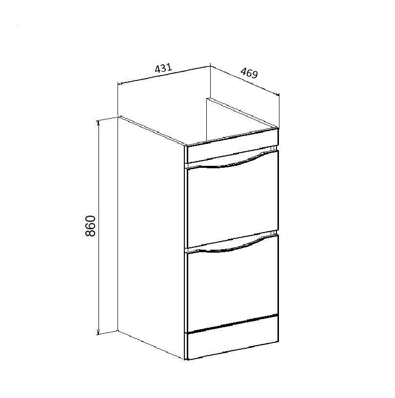 Тумба Runo Орион 45 под умывальник 00-00001119, 00-00001120 (Гамма 105 лайт левое/правое крыло) (00-00000145), артикул 00-00000145