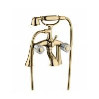 Bongio Fleur Blanc Смеситель на борт ванны (2 отв.) с ручным душем, цвет золото/белый фарфор