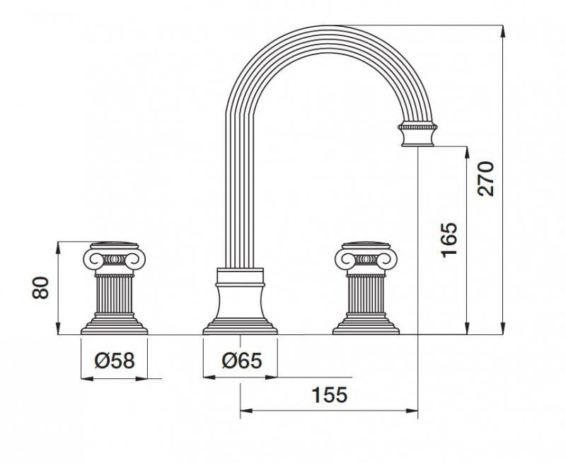Смеситель для раковины на три отверстия CEZARES APHRODITE-BLS2-A