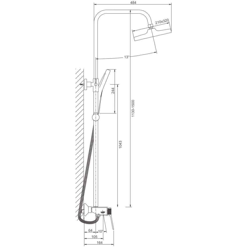 Душевая система BELZ B24572-7, черный, артикул B24572-7