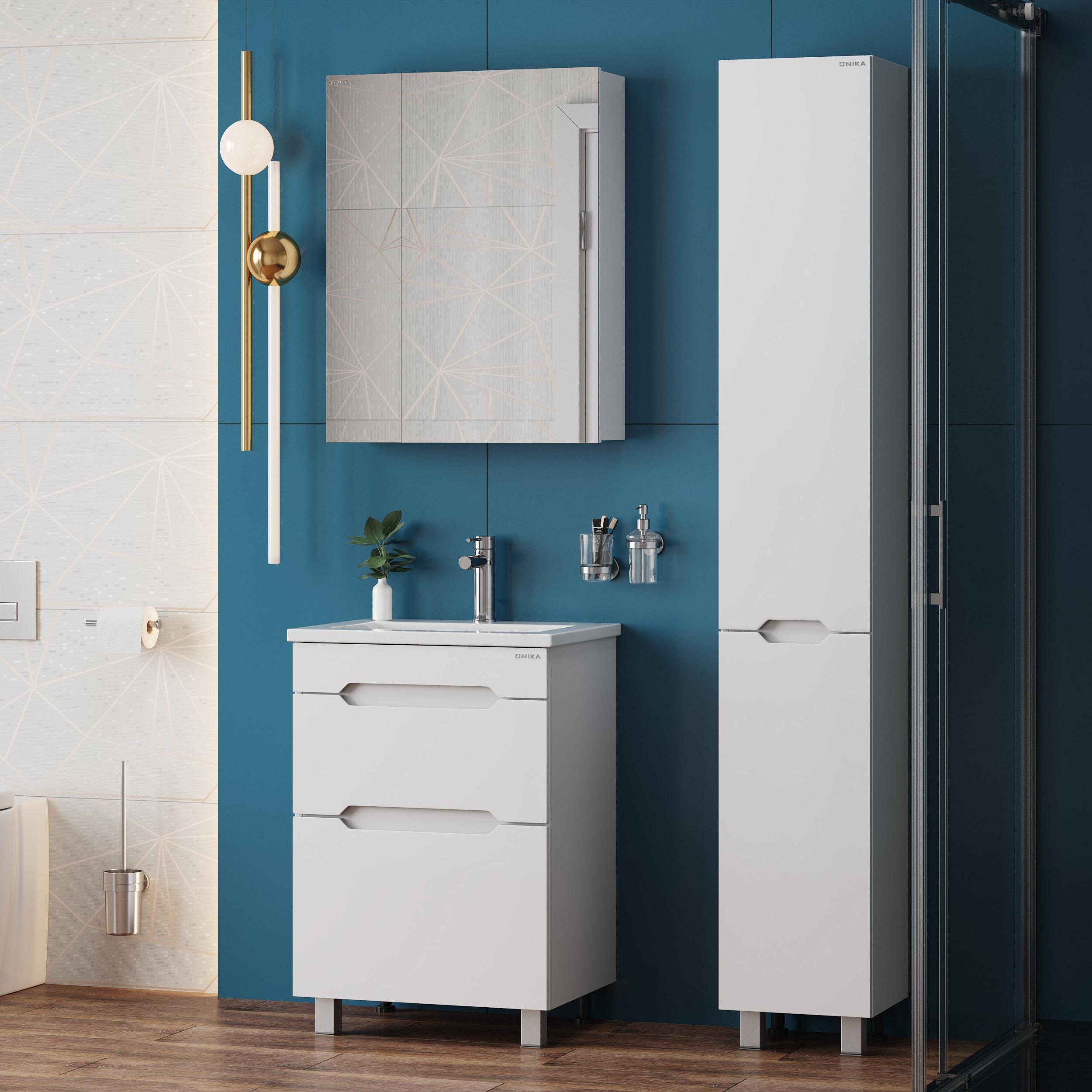 Тумба Onika Айленд 50 напольная, белая (ум. Сomo-50)