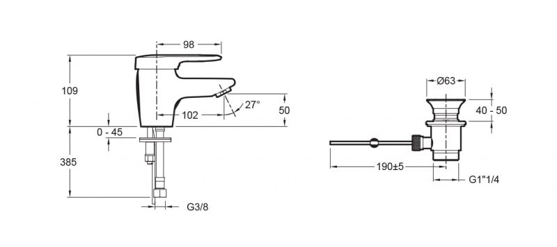 Смеситель для раковины Jacob Delafon Kandel E660RU-CP Хром, артикул E660RU-CP