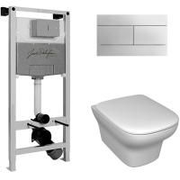 Комплект унитаза с инсталляцией Jacob Delafon Presquile E21744RU-00 с сиденьем Микролифт и клавишей смыва Хром