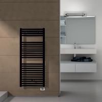 Irsap Ares Полотенцесушитель электр. 580x1118x30мм (22 трубок-2 пром), мощность:700 ватт, с электр/термостатом, провод: 1200мм, цвет: черный матов(K1)